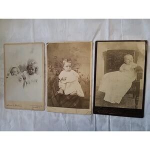 Set of 3 antique child baby toddler photographs black & white Columbus OH 4x6